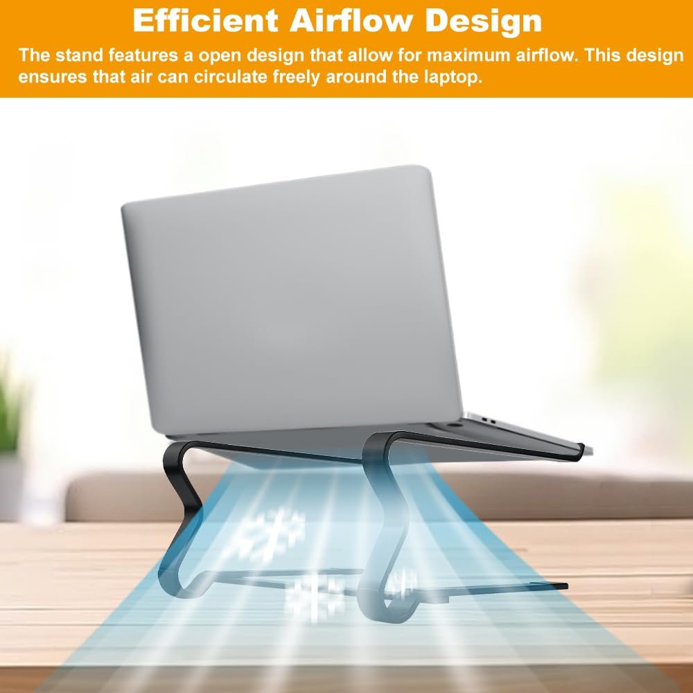 Подставка для ноутбука металлическая Настольная подставка для ноутбука Держатель для MacBook Черный Держатель для ноутбука Совместим с ноутбуками 10-17,6 дюймов, фото №5