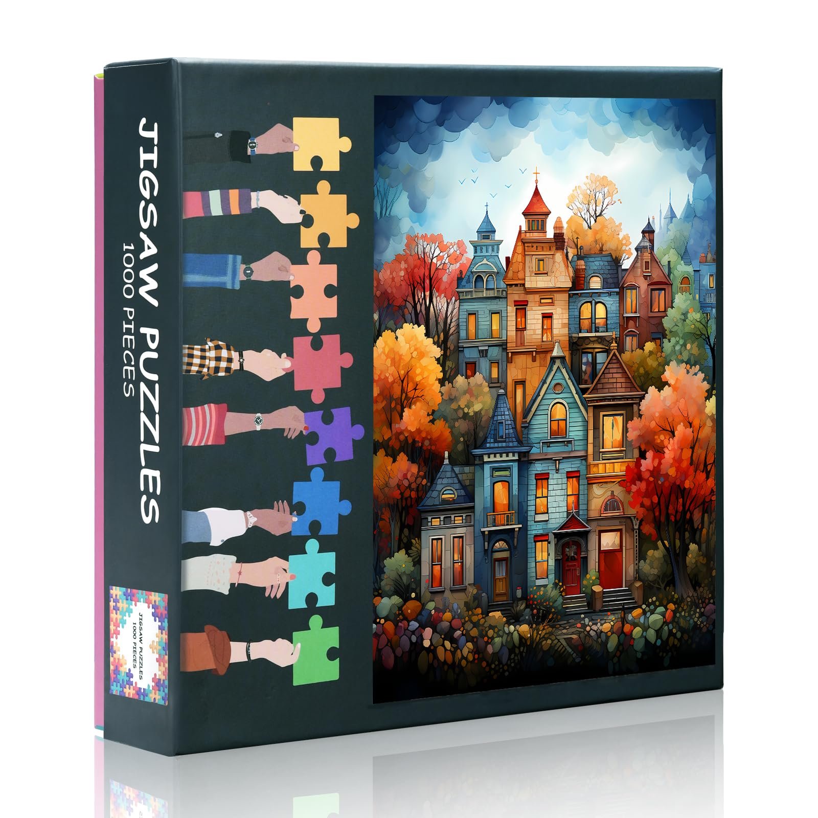 Пазли Coloured House with Trees 1000 елементів 70 х 50 см Blue Sky, фото №7