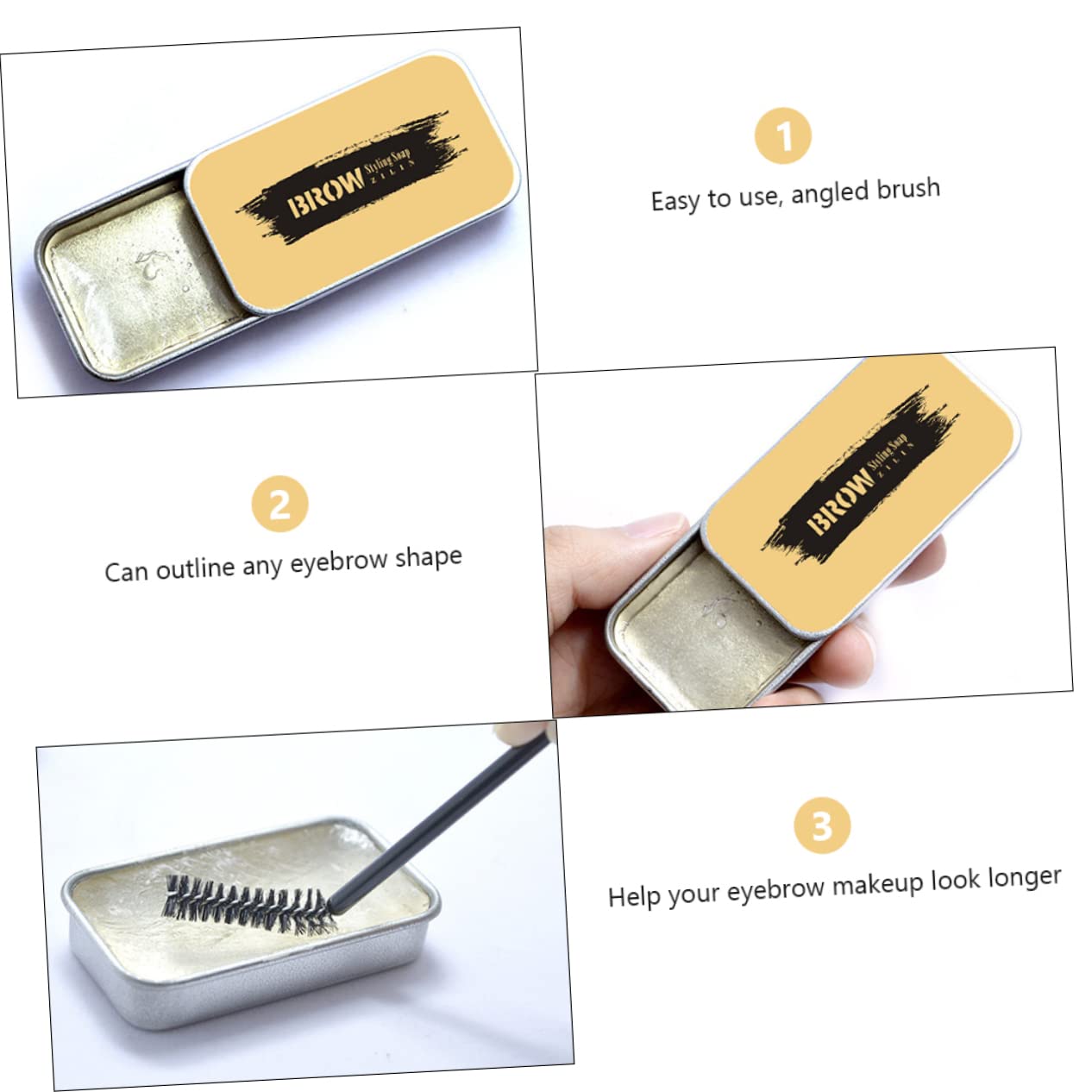 Набір FRCOLOR Стайлінг крем для брів, мильний віск, мило для брів, гель помада для стайлінгу, щітка, паста, фото №7