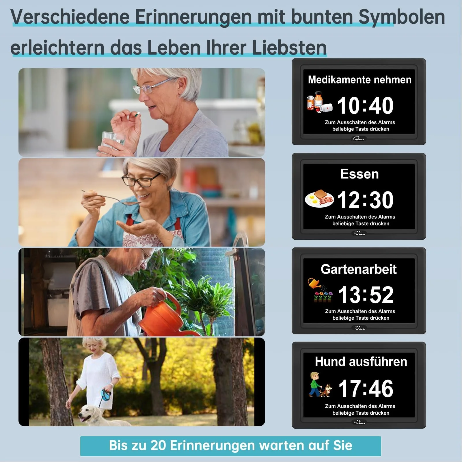 Цифровые часы WallarGe для людей с деменцией, большой дисплей, электронные, календарь с датой и днем недели, 20 напоминаний, 3 мелодии звонка, 10 уровней громкости, автоматический переход на летнее время (7 дюймов, черный), фото №2 Цифровые часы WallarGe для людей с деменцией, большой дисплей, электронные, календарь с датой и днем недели, 20 напоминаний, 3 мелодии звонка, 10 уровней громкости, автоматический переход на летнее время (7 дюймов, черный), фото №2