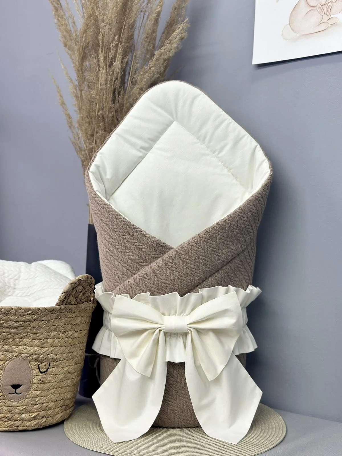 Конверт для новонародженого Зима з кокосовою вставкою шоколад, фото №1