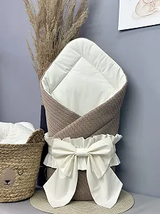 Конверт для новорожденного Зима с кокосовой вставкой шоколад - Фото 1