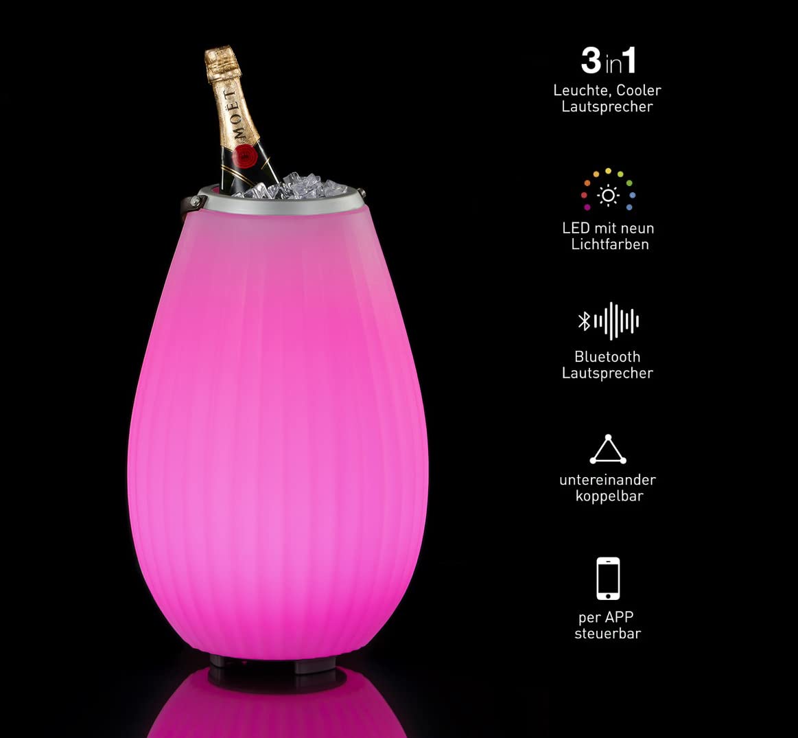 Колонка JOOULY 50 Bluetooth Спікер з охолоджувачем для напоїв, винний охолоджувач з 9 світловими кольорами, з додатком та пультом управління, фото №2