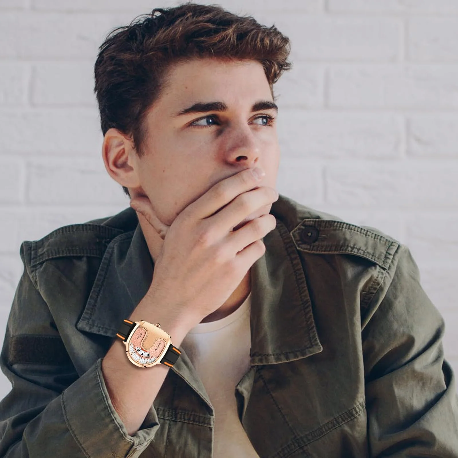 Часы мужские JewelryWe U-образные Аналоговые Кварцевые Силиконовые, фото №2 Часы мужские JewelryWe U-образные Аналоговые Кварцевые Силиконовые, фото №2