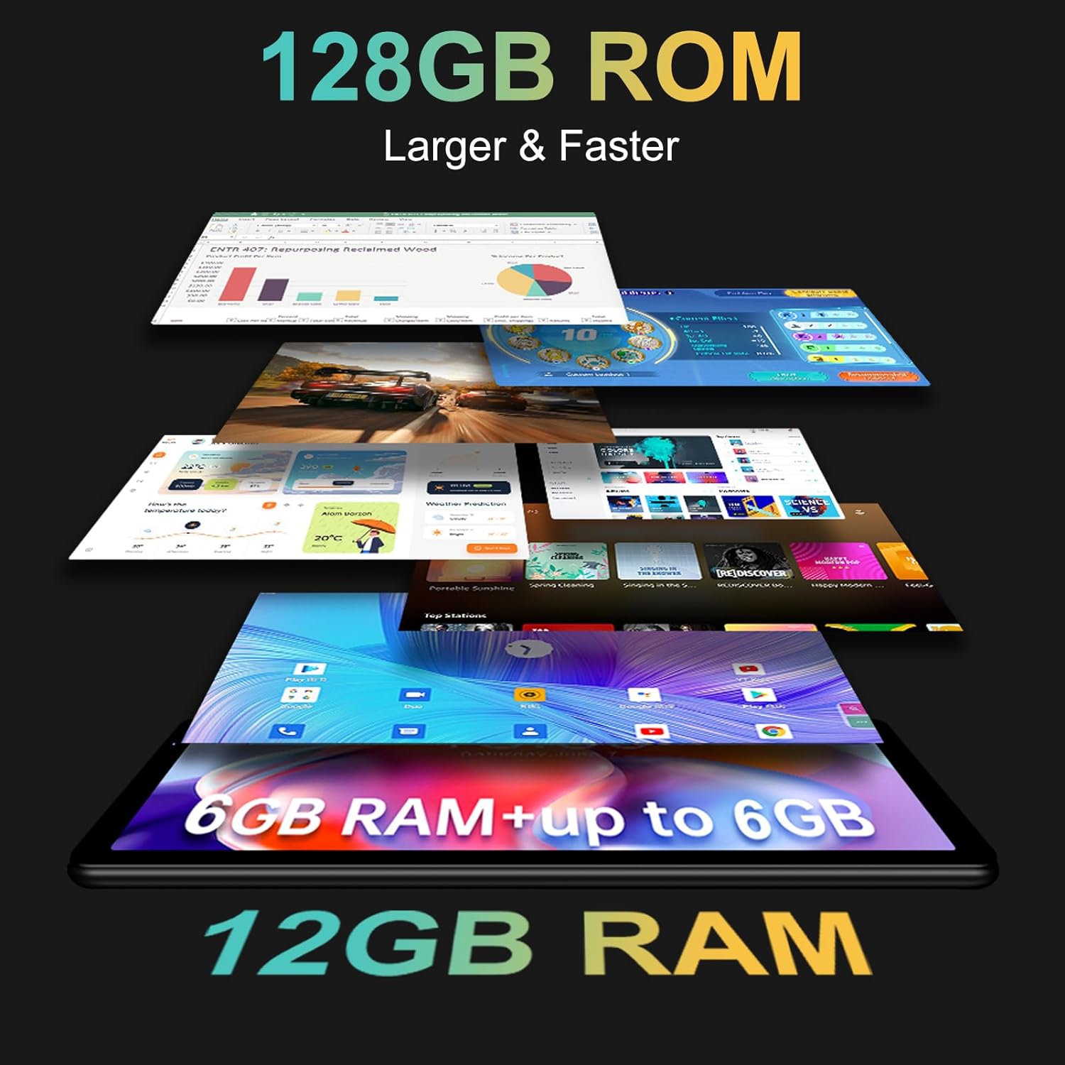 Планшет 10.1" YESTEL T13 6+6/128Gb 4 ядра Android 13 6000 mAh Black, фото №5