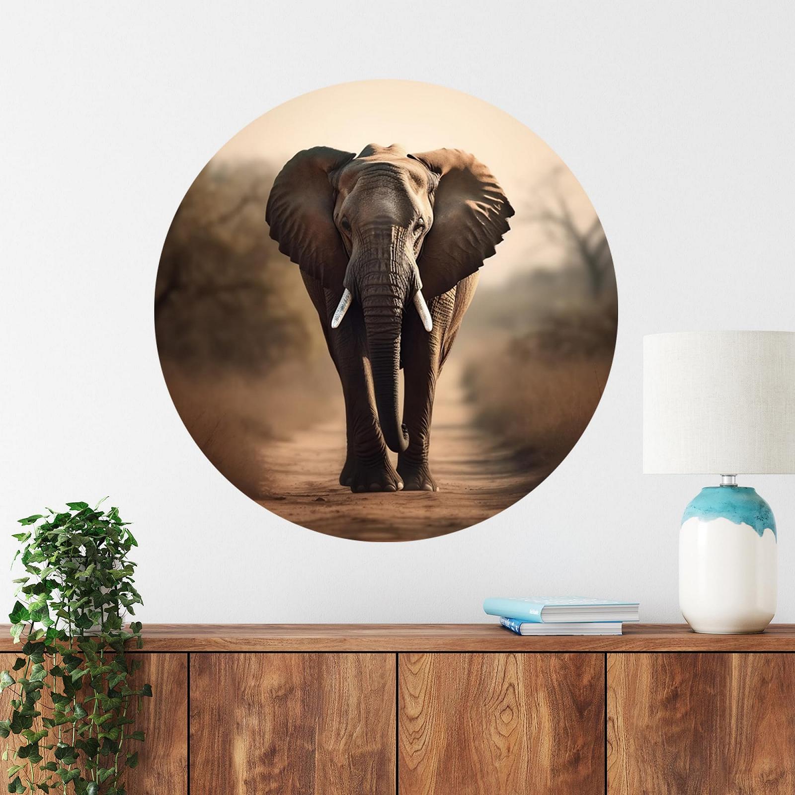 Наклейка для стін GRAZDesign Elephant Africa Round Wallpaper самоклейна 57 x 57 см, фото №3 Наклейка для стін GRAZDesign Elephant Africa Round Wallpaper самоклейна 57 x 57 см, фото №3