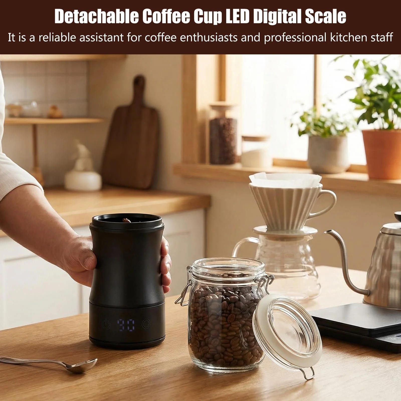 Міні-ваги для кави Digital Timer Rechargeable with Dosing Cup, фото №3