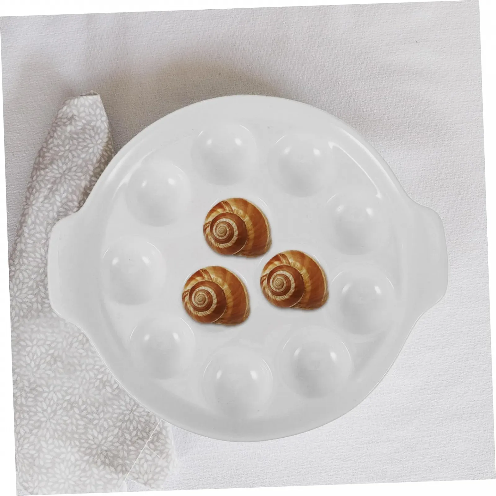 Форма для запекания улиток керамическая на 12 ячеек с ручками Белая, фото №6