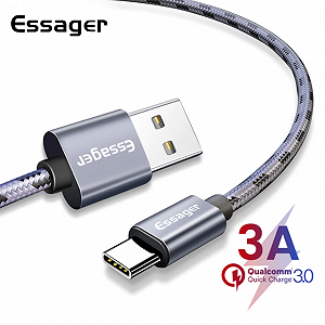 Зарядный кабель Tiger ESSAGER USB Type-C 3A 1метр(PS) - Фото 1