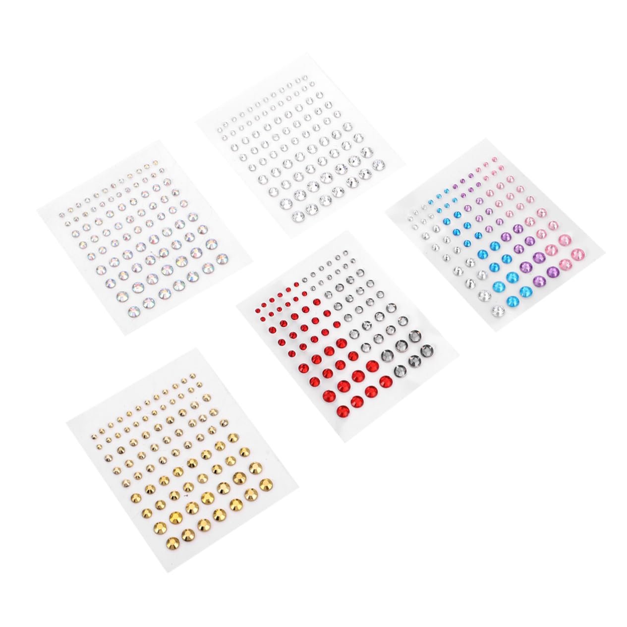 Наклейки стразы Healvian 3 набора для лица, акриловые наклейки, клейкие драгоценные камни, украшения для рукоделия, декоративные драгоценные камни 5 листов * 3, фото №3