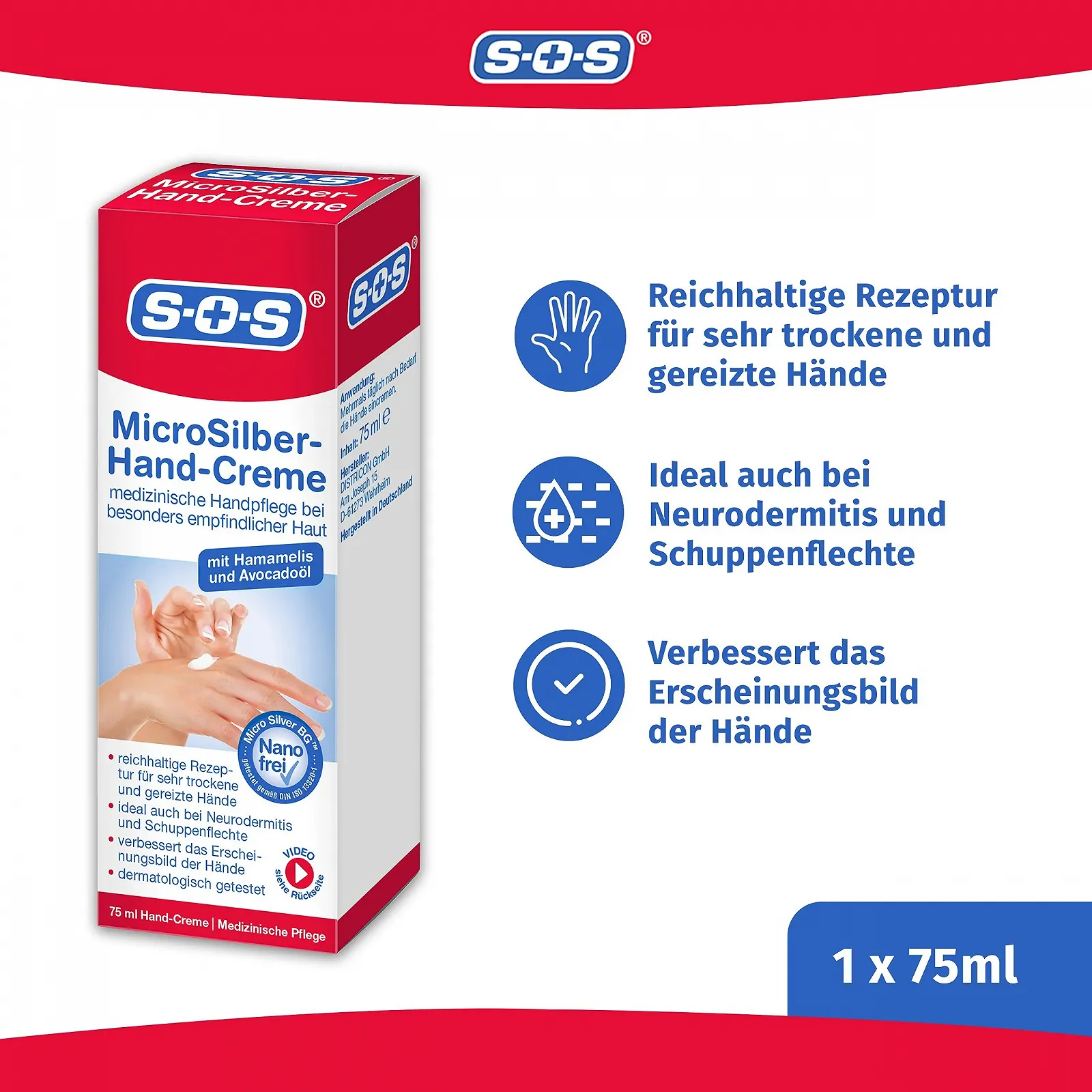 Крем для рук SOS MicroSilber 75 мл, фото №2