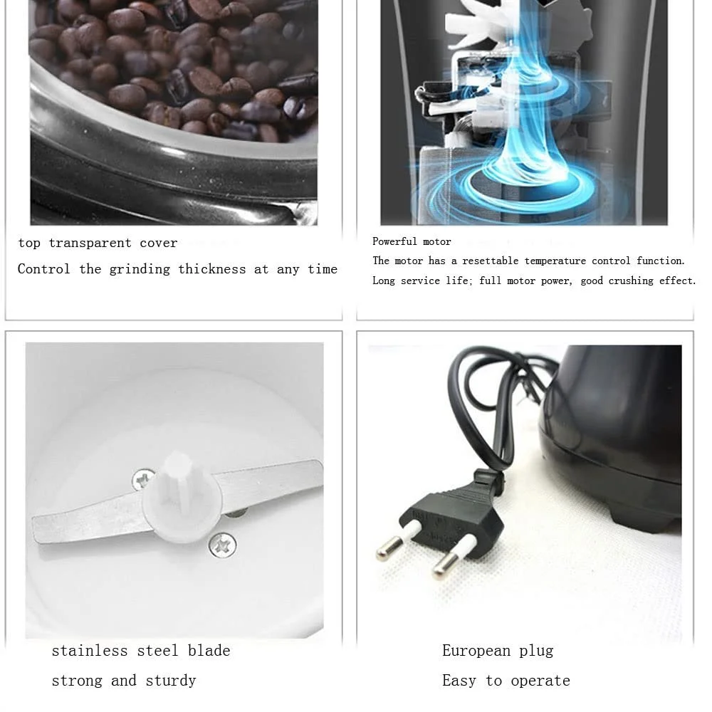 Электрическая кофемолка портативная, Mini Spices Herb Mill, для орехов трав бобов перца, черная, фото №4