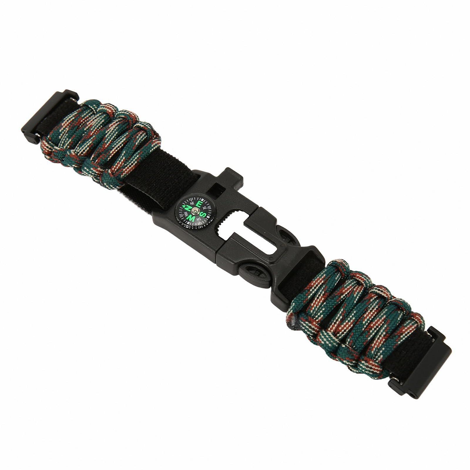 Браслет Paracord зі свистком, компасом, різаком для мотузки, регульованим кресалом, стильний браслет Paracord для кемпінгу та скелелазіння, фото №1