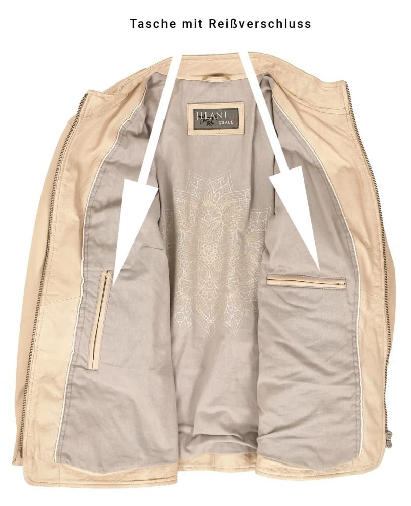 Женская куртка Jilani Oversize из натуральной кожи ягненка Nappa Sand растительного дубления, фото №6