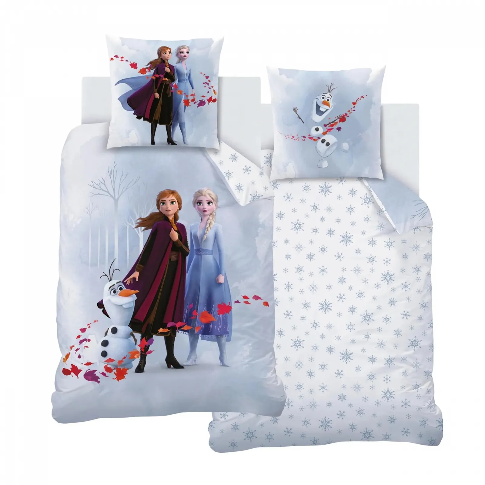 Постельное белье MTOnlinehandel Фланель Frozen Anna Elsa & Olaf, 135 x 200 см, Мягкое, для зимы, 1 Наволочка 80 x 80 см + Пододеяльник 135 x 200 см, Хлопок, Frozen, фото №1