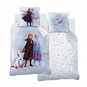 Постельное белье MTOnlinehandel Фланель Frozen Anna Elsa & Olaf, 135 x 200 см, Мягкое, для зимы, 1 Наволочка 80 x 80 см + Пододеяльник 135 x 200 см, Хлопок, Frozen - Фото 1