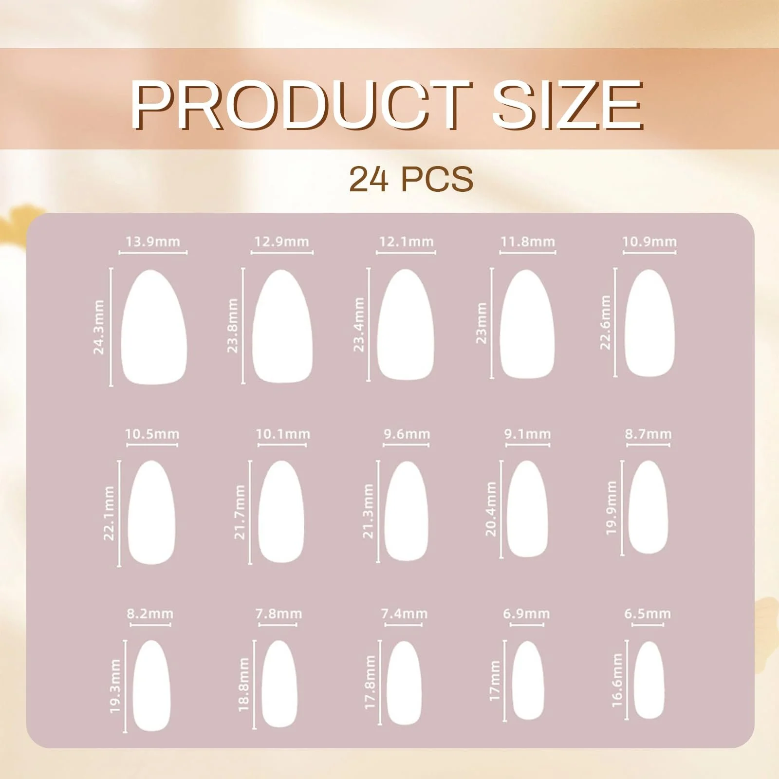 Накладные ногти GlamRays Blue Long Almond 24 шт. с цветами и сердечками, фото №2