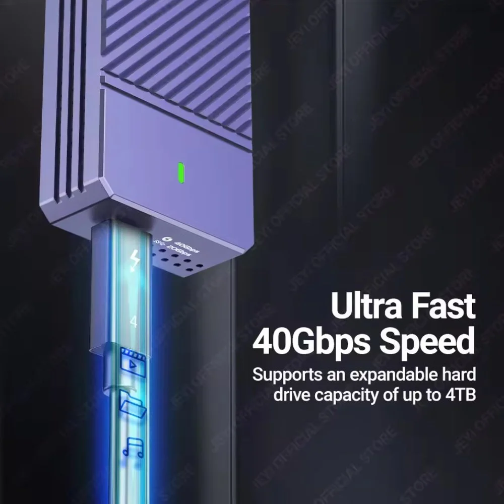 Внешний карман JEYI Fan 40Gbps M.2 NVMe SSD to USB4.0, Thunderbolt 4 Violet, фото №3 Внешний карман JEYI Fan 40Gbps M.2 NVMe SSD to USB4.0, Thunderbolt 4 Violet, фото №3