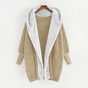 Пальто Жіноче З капюшоном Плюшеве Зимове synthetic.ua - Фото 1