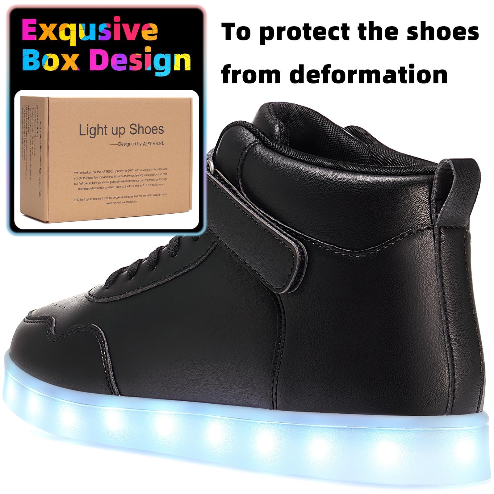 Кроссовки APTESOL Unisex LED Light High-Top USB Зарядка для мужчин и женщин, фото №5
