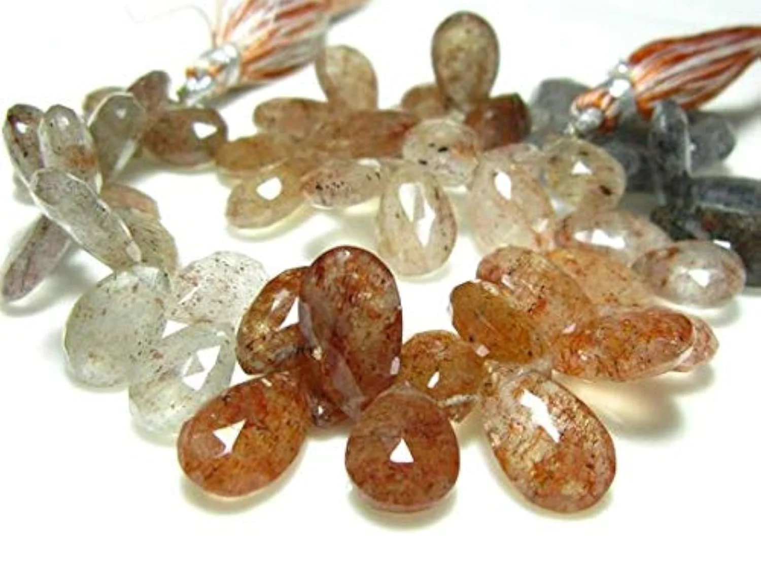 Бусины Самоцвет AA-Multi Sunstone Ограненная груша Бриолет - нить длиной 8 дюймов - камни размером - 8x6-10x7 мм, фото №1