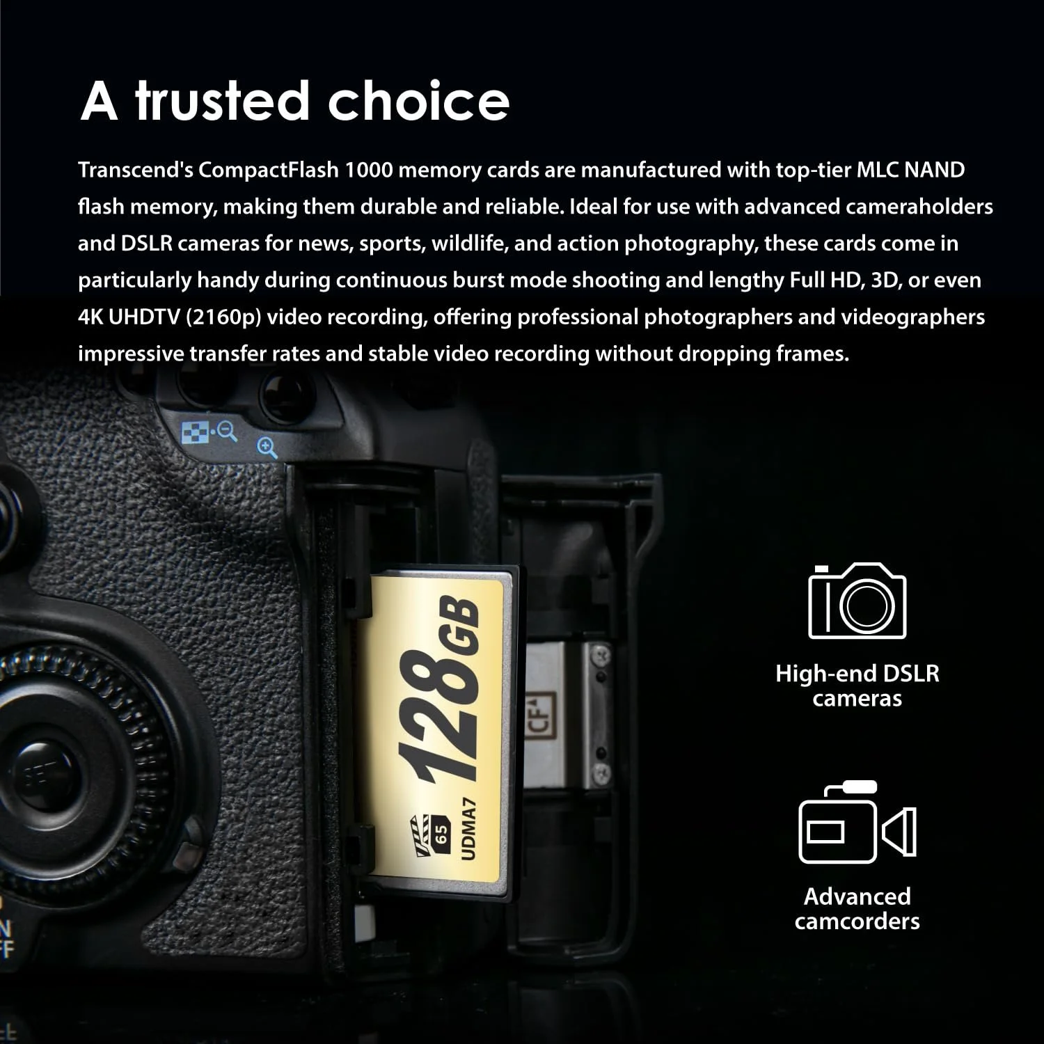 Compact Flash Card Transcend Information 128GB TS128GCF1000 160/120 MB/s, фото №4 Compact Flash Card Transcend Information 128GB TS128GCF1000 160/120 MB/s, фото №4