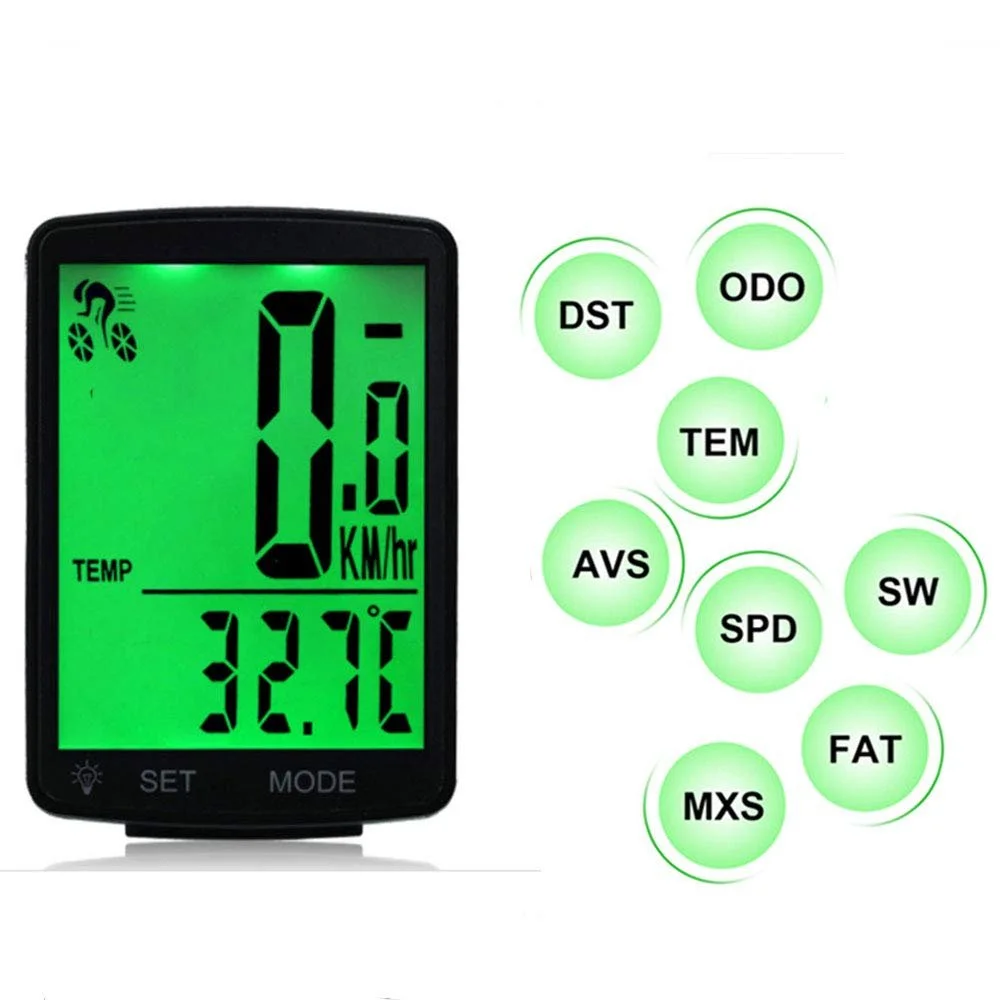 Велокомпьютер Wireless Green LCD Backlight 20 Functions 3 Inch, фото №6