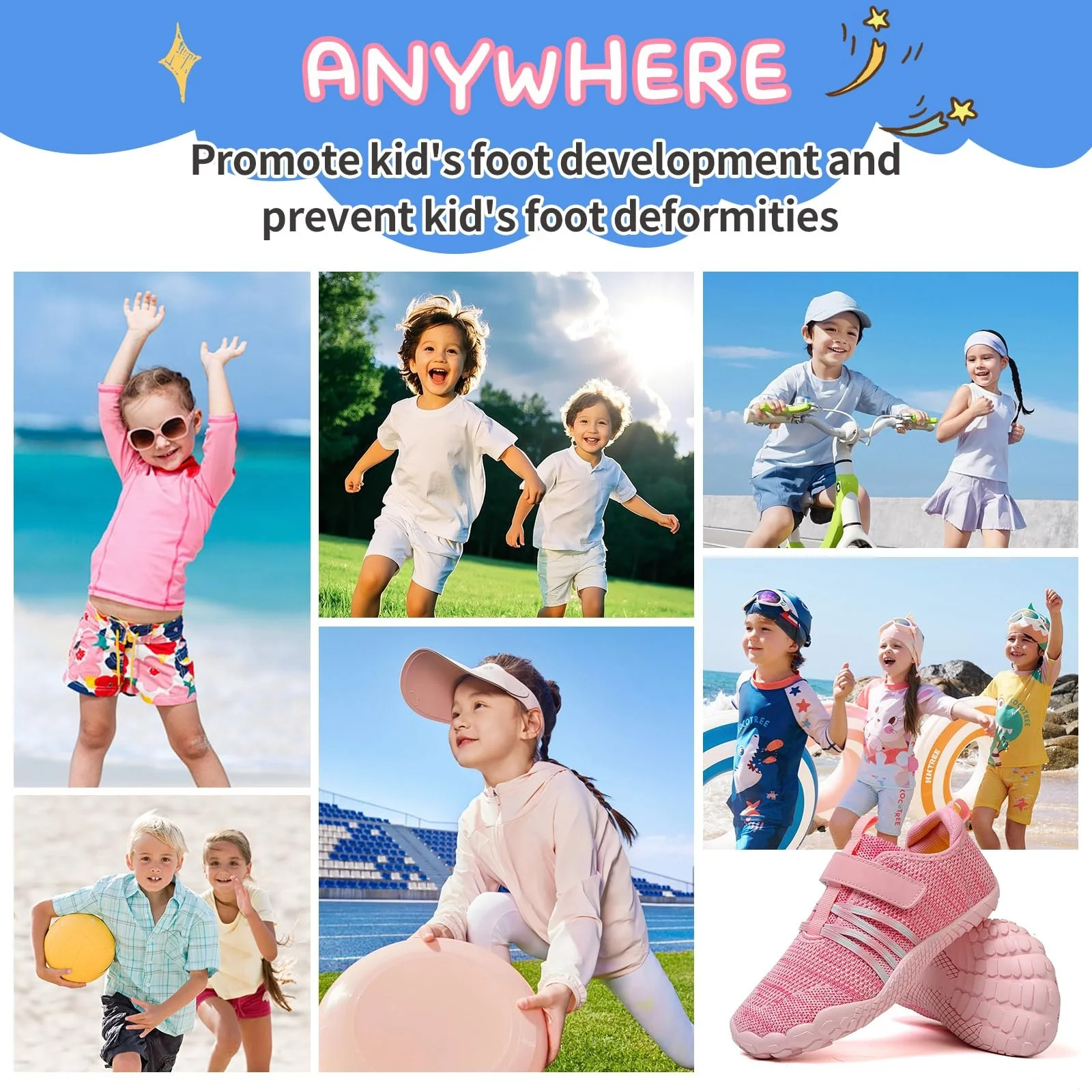 Детская Кроссовки для босоножек MIFAWA, минималистичные кроссовки и девочек с широким носком и нулевым перепадом, Кроссовки для водных видов спорта, Кроссовки для плавания, идеально подходит в качестве аксессуара для купания, пляжа или плавания, размер 26-37, фото №7