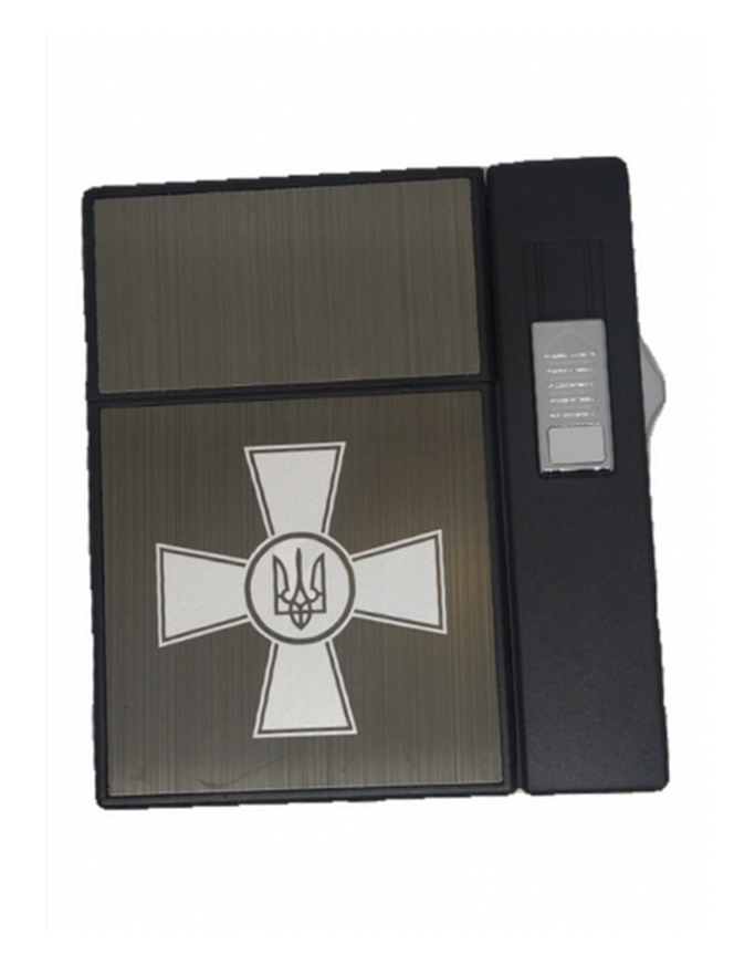 Портсигар на 20 сигарет с зажигалкой и электроприкуривателем HL-424 Black Brown Крест 15695, фото №1 Портсигар на 20 сигарет с зажигалкой и электроприкуривателем HL-424 Black Brown Крест 15695, фото №1