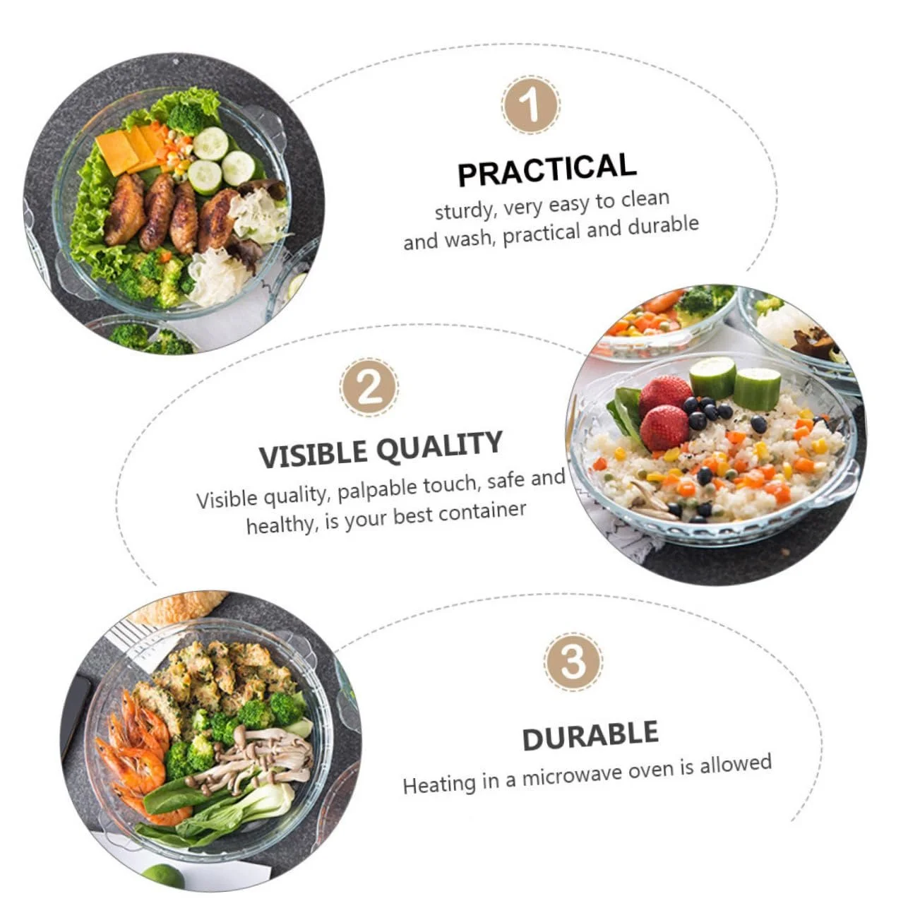 Деко скляне GALPADA для мікрохвильової печі жаростійке прозоре, фото №8