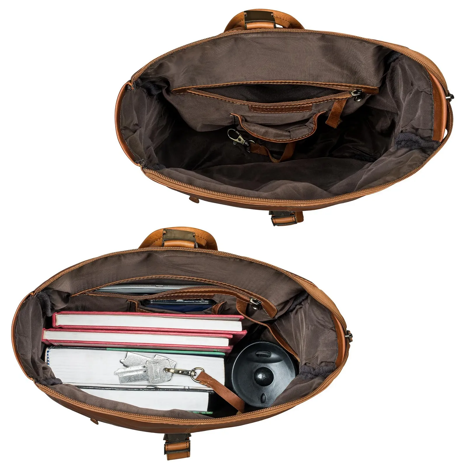 Рюкзак для ноутбука STILORD Cairo 14-17.3 дюйма Rolltop Кожаный Коньячно-коричневый, фото №7