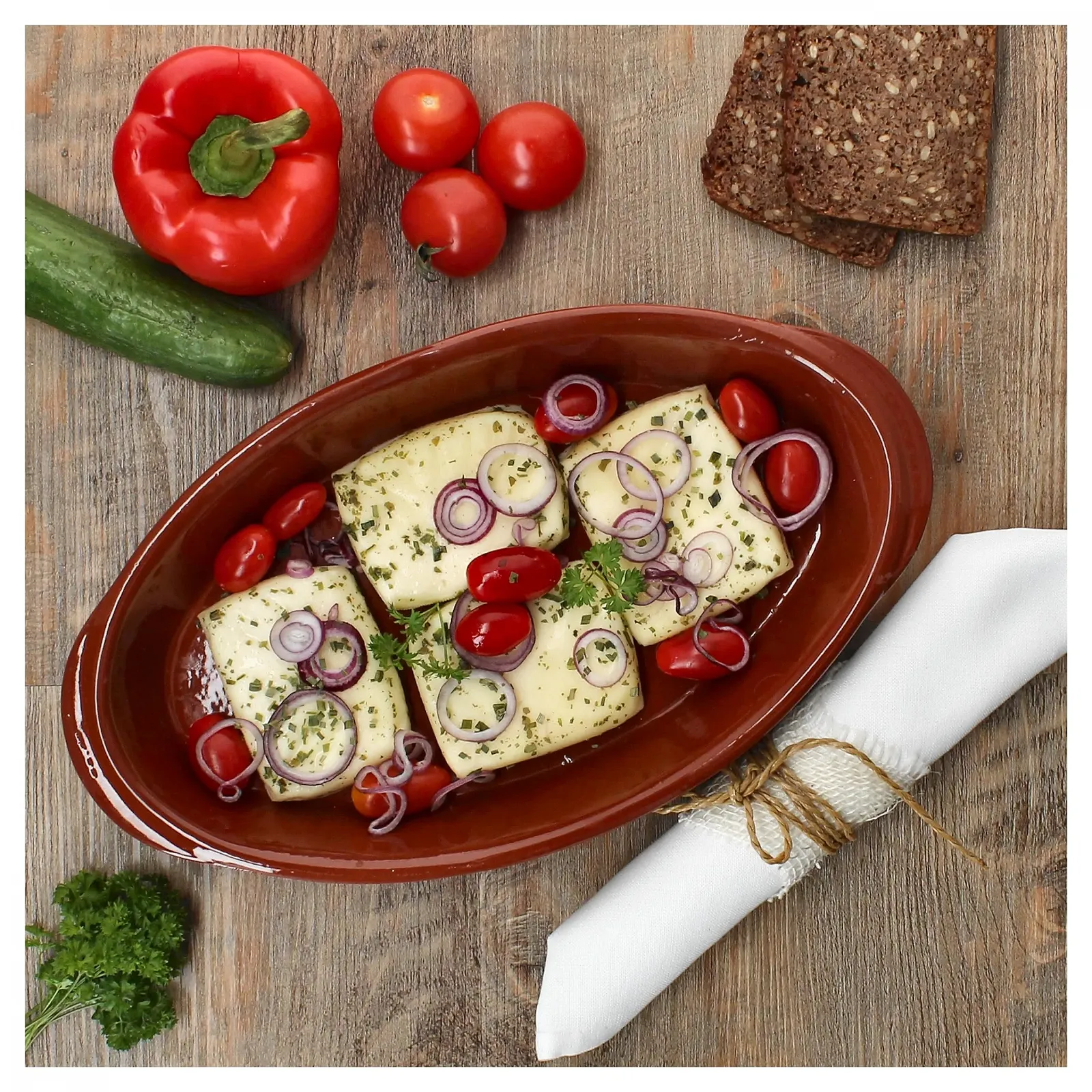 Набір форм для запікання MamboCat Boris Овальні Глиняні 1 л 33 x 19 x 4.7 см Середземноморські Глазуровані, фото №4