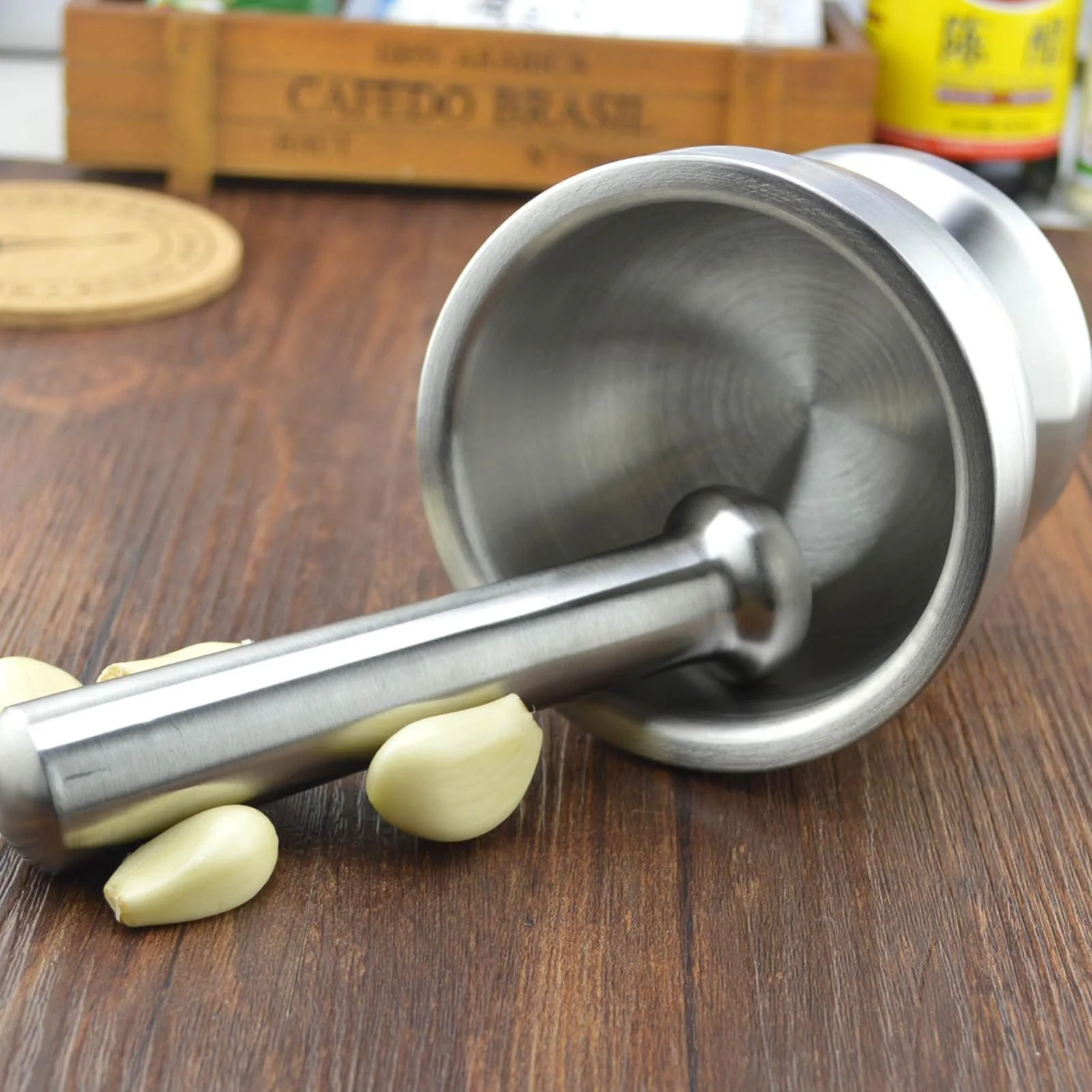 Ступка Метал Кухонна Стійка Чаша Нержавіюча Сталь, фото №5