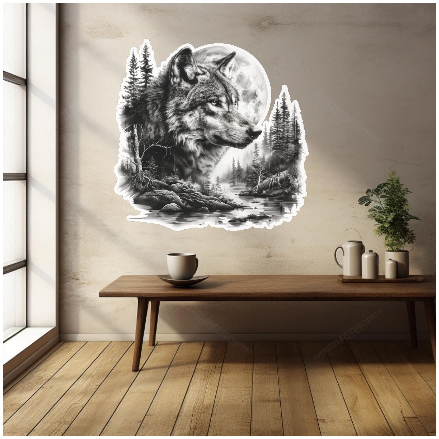 Наклейка на стіну Samunshi Wolf in Forest 70 x 70 см, фото №6 Наклейка на стіну Samunshi Wolf in Forest 70 x 70 см, фото №6