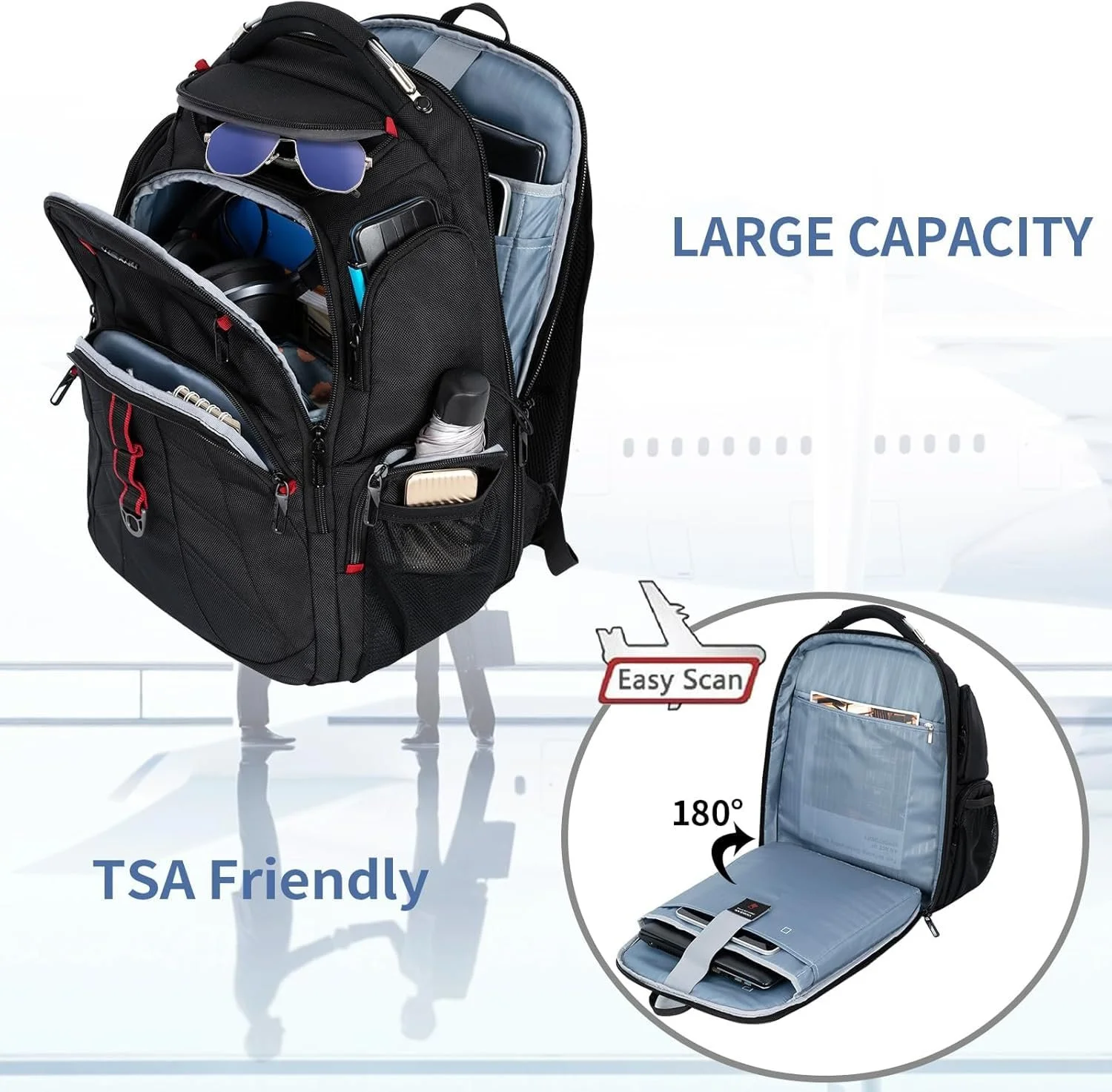 Рюкзак для ноутбука VANKEAN 17.3 Inch XL TSA Friendly Water Resistant Anti-Theft RFID USB Port, фото №6 Рюкзак для ноутбука VANKEAN 17.3 Inch XL TSA Friendly Water Resistant Anti-Theft RFID USB Port, фото №6