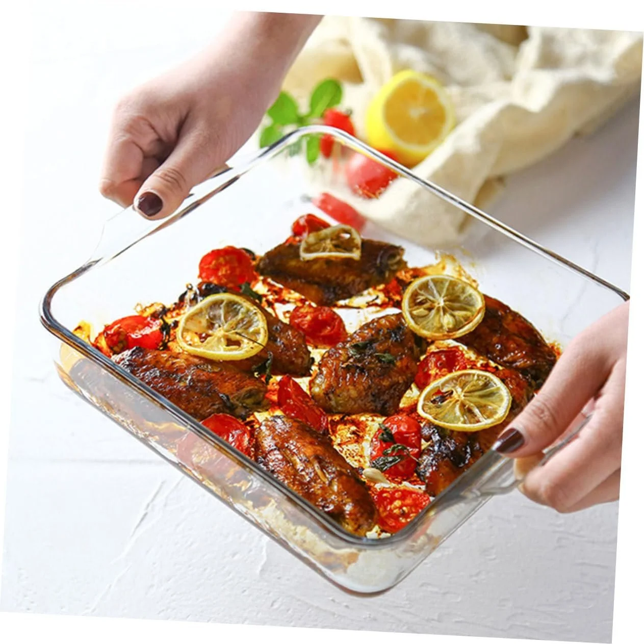 Форма для запікання SOLUSTRE скляна з подвійними термостійкими ручками Овальна, фото №4