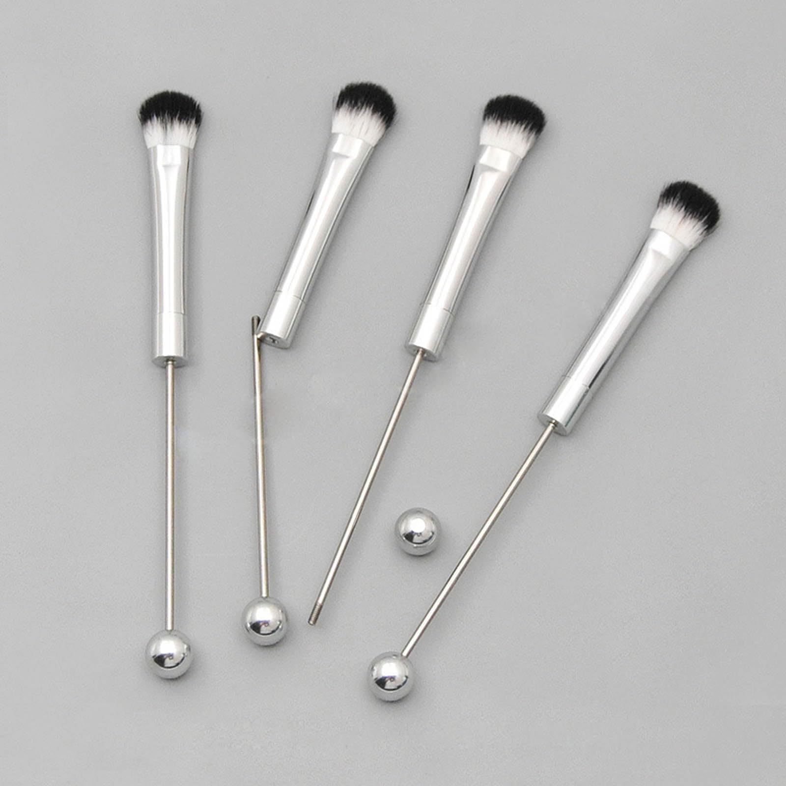 Набор кистей для макияжа с жемчугом с металлическими ручками, фото №7