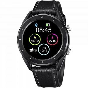 Цифровий чоловічий годинник LOTUS Smartime, нержавіюча сталь, ремінець з чорної шкіри, 47 мм - Фото 1