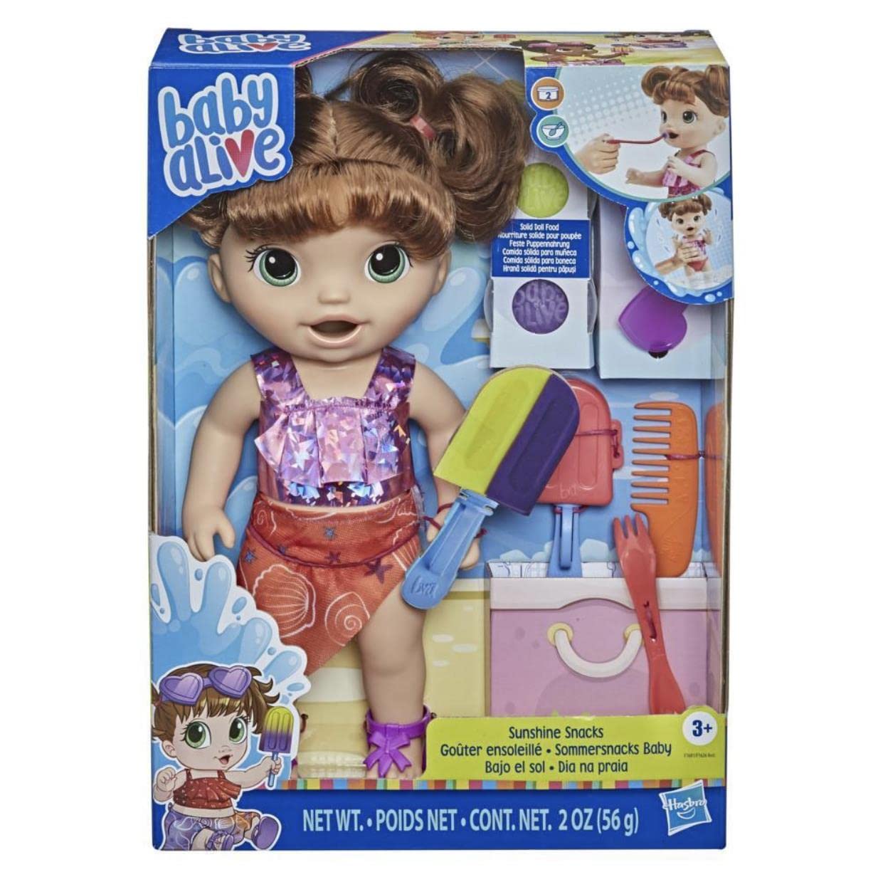Кукла Baby Alive Sunny Snacks для игр в воде, форма леденца, для детей от 3 лет, каштановые волосы, фото №8