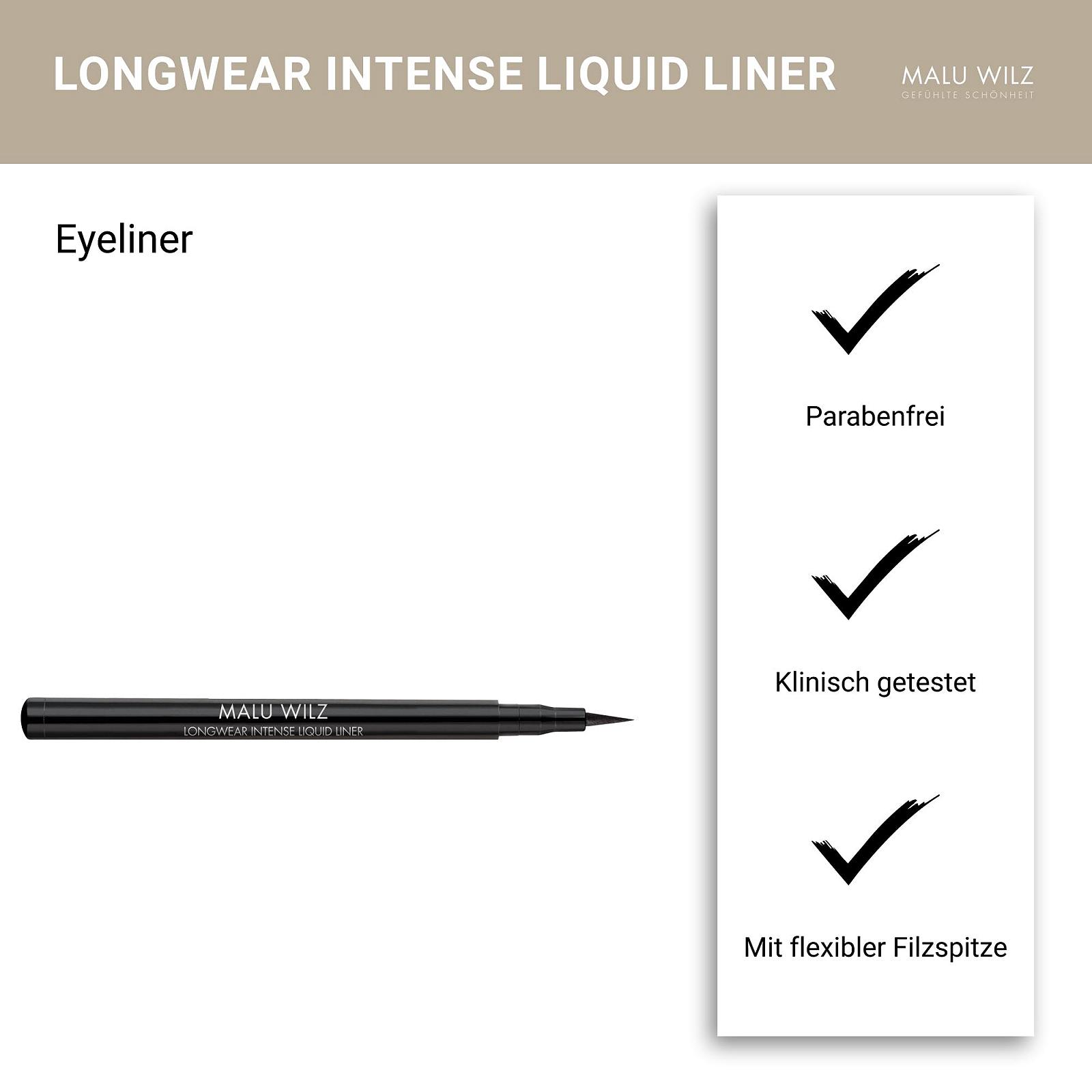 Підводка для очей Malu Wilz Longwear Intense Liquid Liner, Чорний, фото №3 Підводка для очей Malu Wilz Longwear Intense Liquid Liner, Чорний, фото №3
