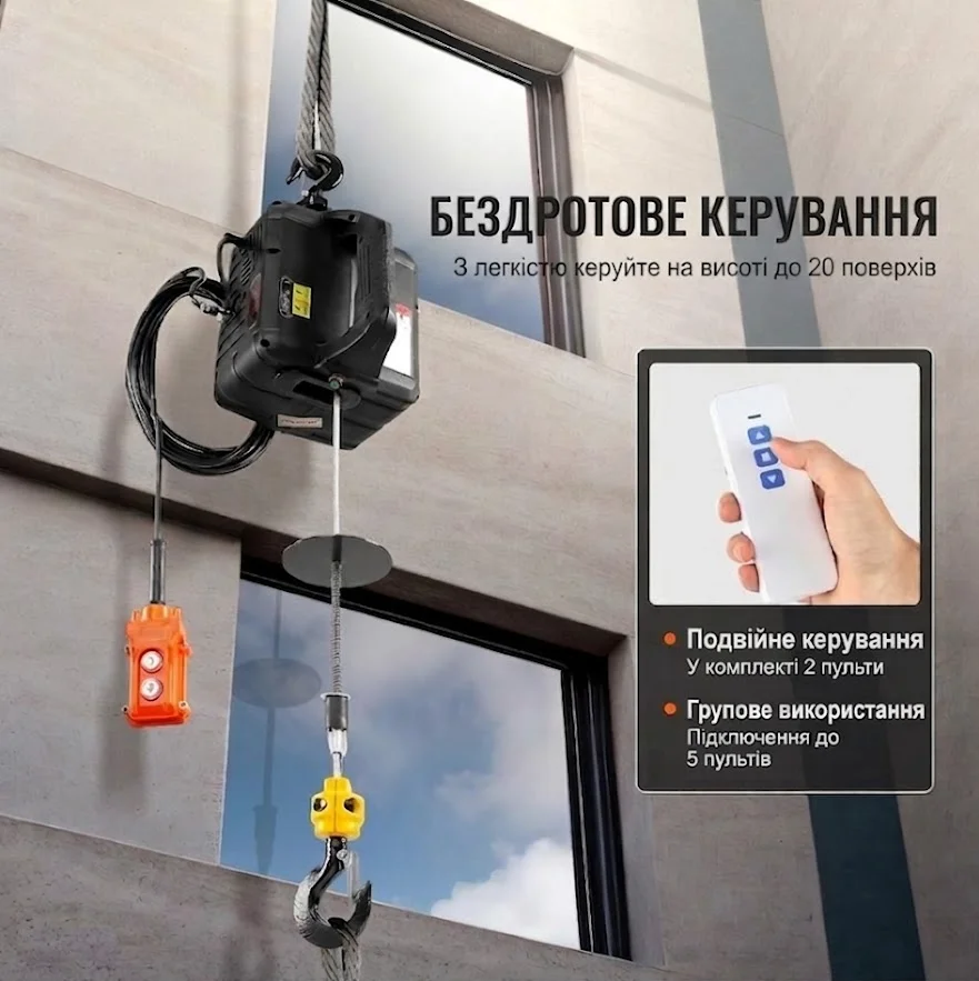 Дистанционная электрическая портативная лебедка VEVOR 500-А 3-в-1 / 500 кг / 1500 Вт, фото №3 Дистанционная электрическая портативная лебедка VEVOR 500-А 3-в-1 / 500 кг / 1500 Вт, фото №3