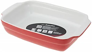 Форма для выпечки Crealys 512727 прямоугольная с керамическими ручками 25 x 15 x 5 см малиновая - Фото 1