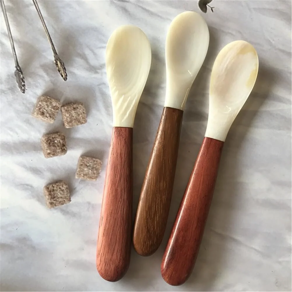 Ложка з перламутру з дерев'яною ручкою, фото №8