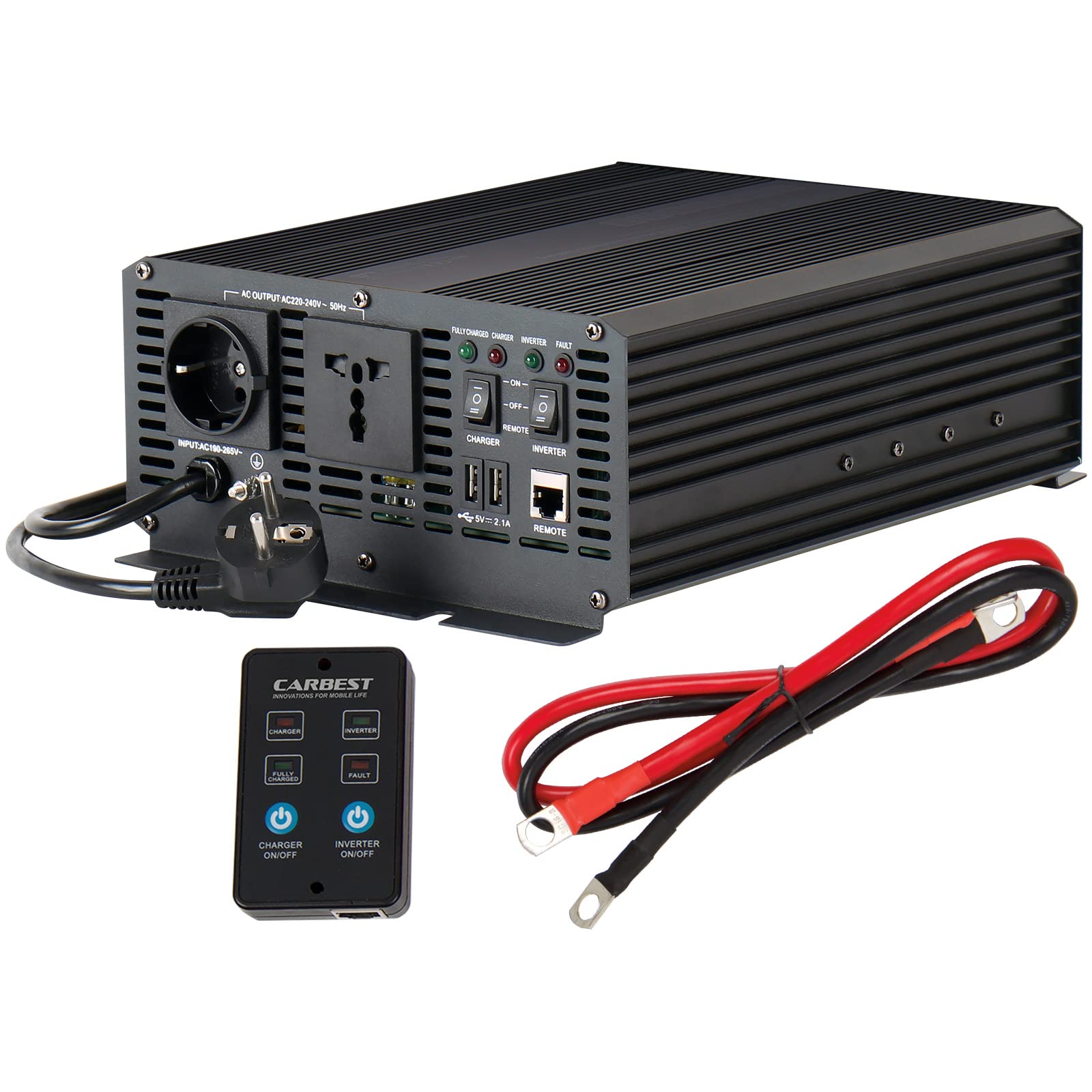 Инвертор Sine Wave Voltage Converter 12/230V 1000W С интегрированным зарядным устройством, фото №1