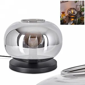 Настільна лампа Apedo Метал/Скло 30 см 1 x E27 Чорний/Димчастий - Фото 1