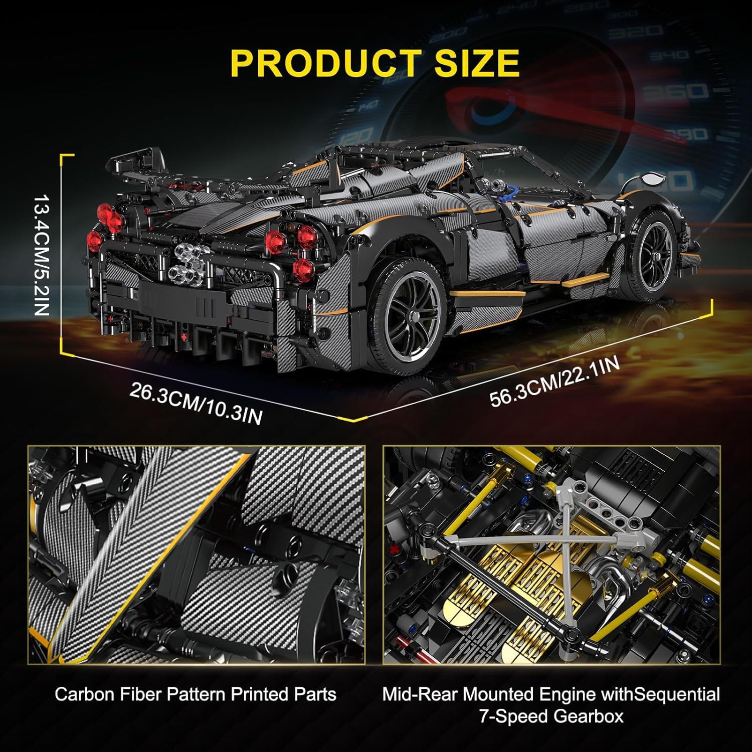 Игрушечные блоки COIL 13182 Спортивная машина 1:8 4802 штук, фото №4