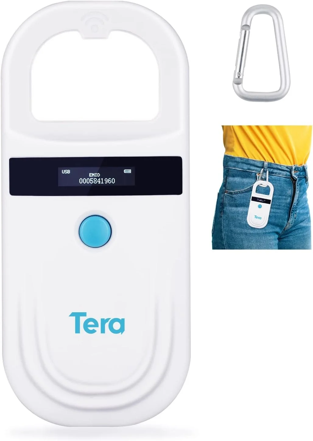 Сканер мікрочіпів для домашніх тварин Tera W80 Білий/Блакитний, фото №1