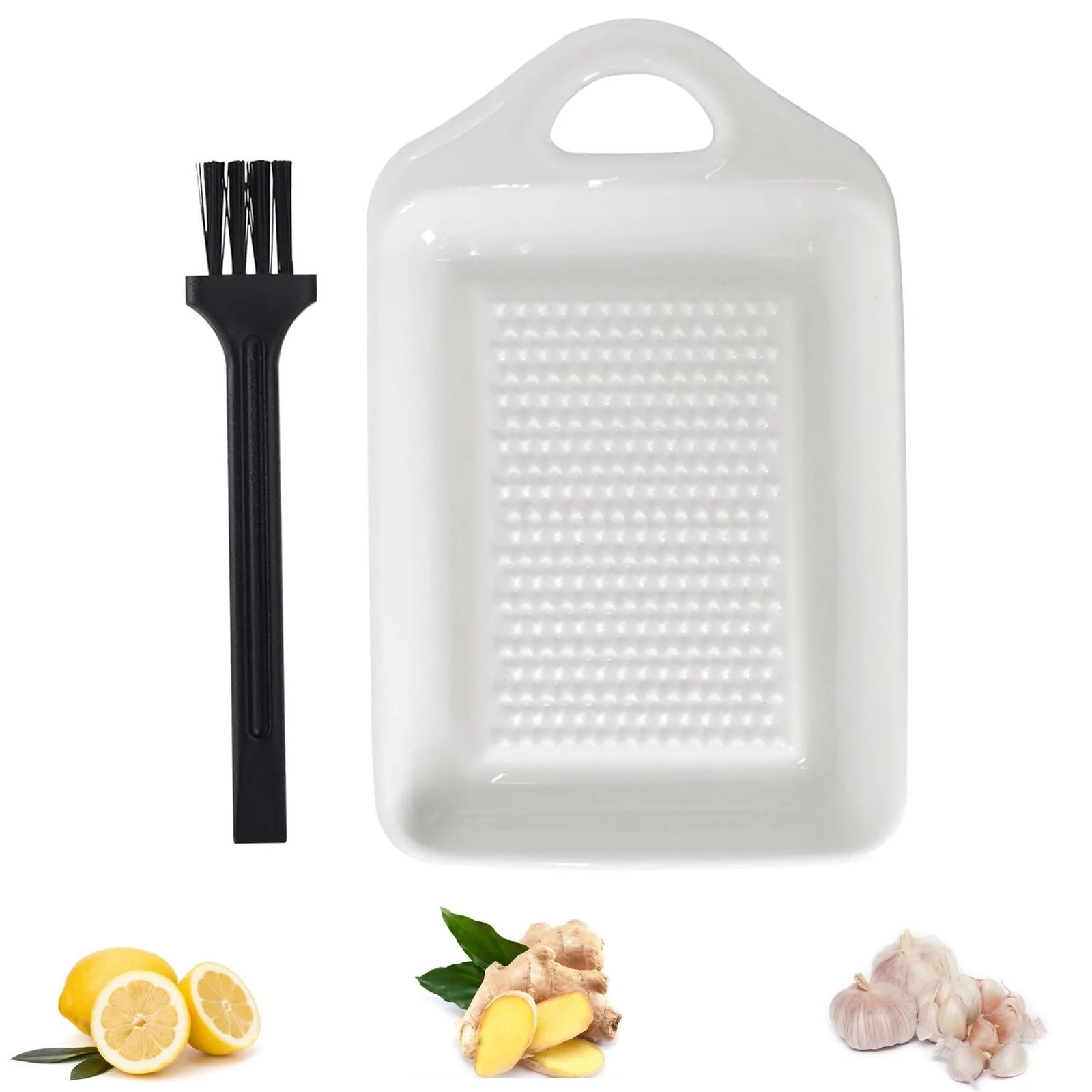 Терка керамічна Wasa для імбиру, часнику, цибулі, квадратна, біла, фото №1