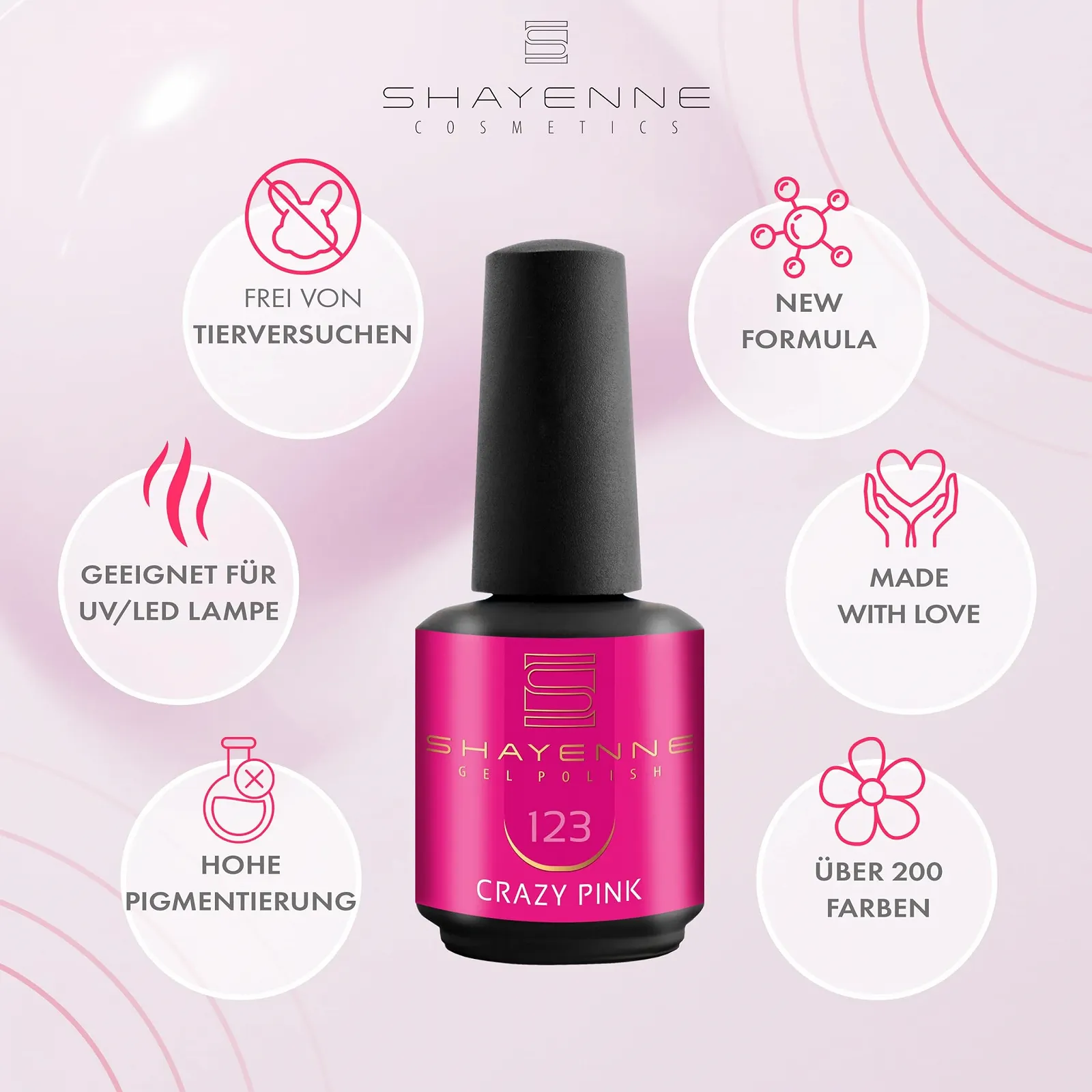 Гель-лак SHAYENNE 123 Crazy Pink 15 мл, фото №7