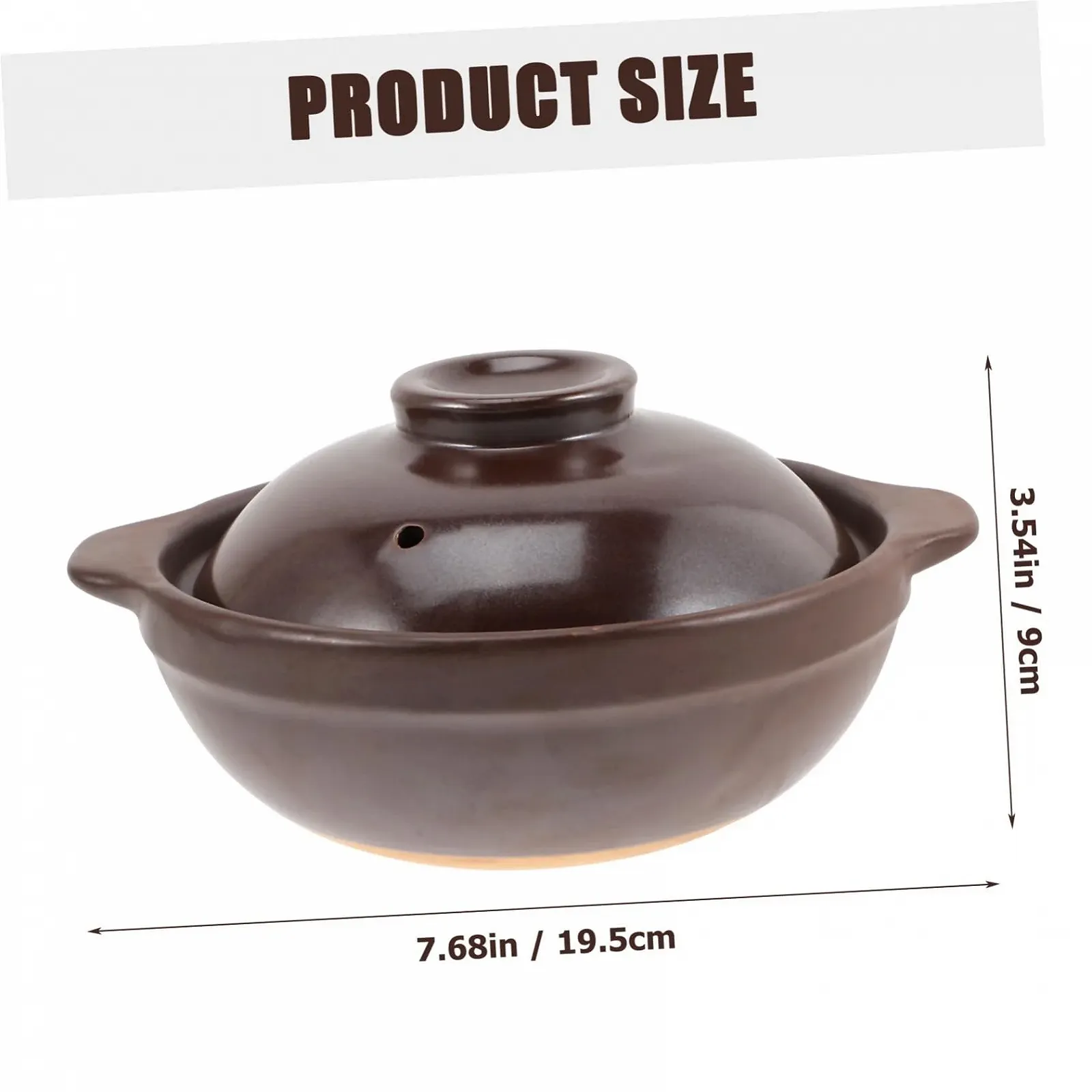 Керамическая кастрюля для супа Toyvian малая с крышкой термостойкая с боковыми ручками для дома и кейтеринга, фото №2